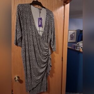 Womens Catherines Curvy Collections Maxi Dress Side Drape 2X 22/24,  3/4 Sleeve